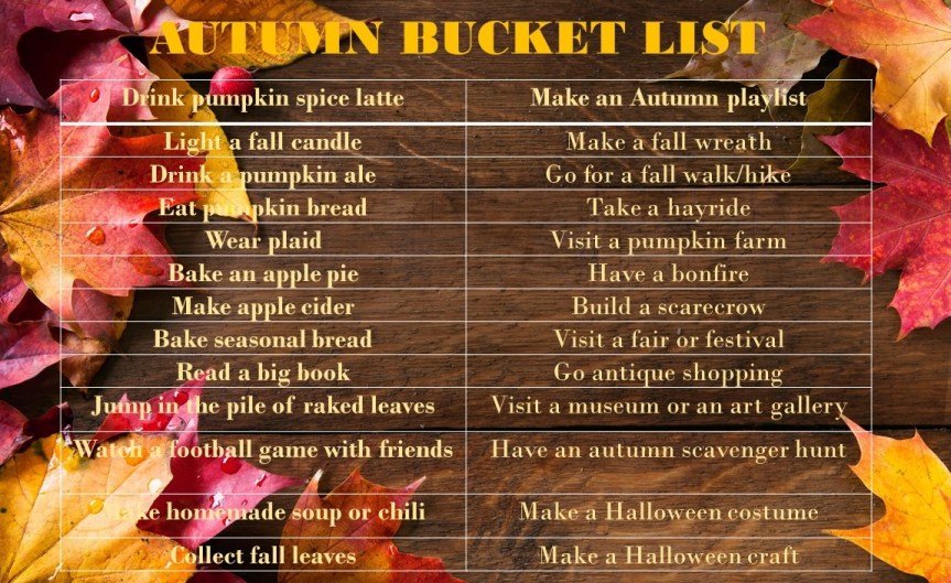 fall 2018 bucket list